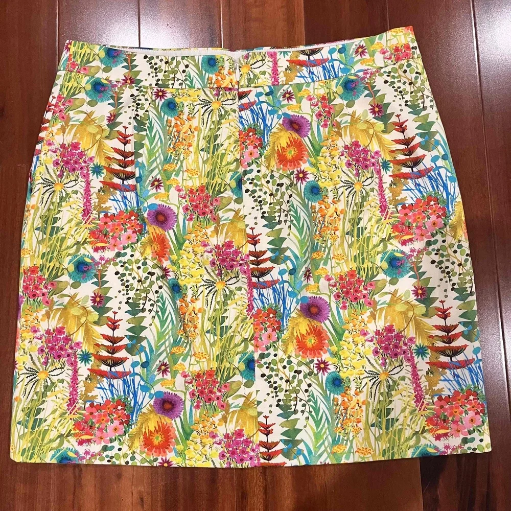 J.Crew Liberty Art Fabric Skirt Yellow Multicolor Floral Pattern Mini Size 0‎